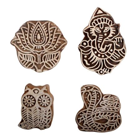 Set of 4 Piece New Mix Wooden Printing Block